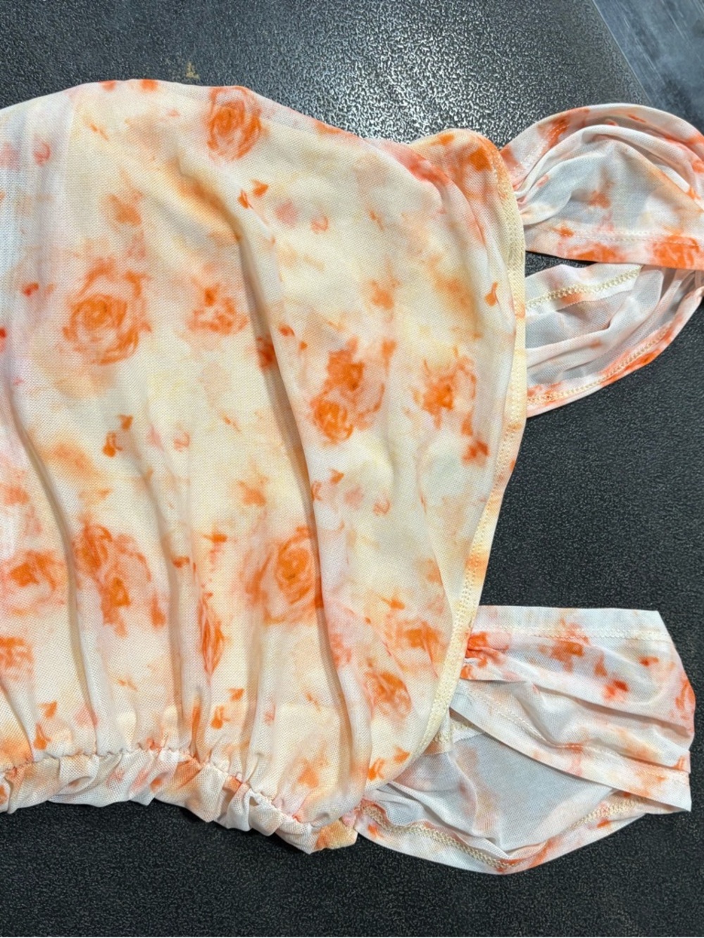 Women’s Orange Floral Tie-Dye Strap Top